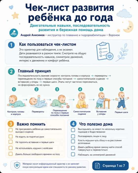 Обложка чек-листа развития ребёнка до года